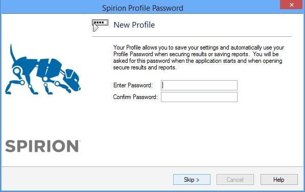 Spirion Profile Password dialog box